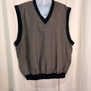 Sunderland of Scotland Golf Vest Mens XL Brown Herringbone Windproof V Neck
